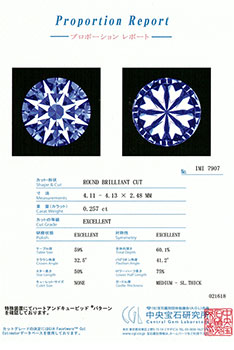 0.257ctダイヤモンド ルース G/SI1/3EX H&C