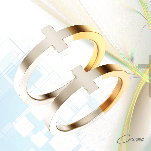 クロス結婚指輪| ツートンパーテーション・スクエア