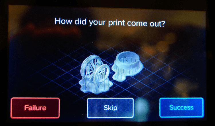 3Dプリンター終わり画面