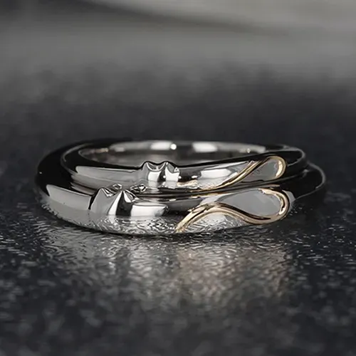 重ねるとハートのしっぽ猫デザイン