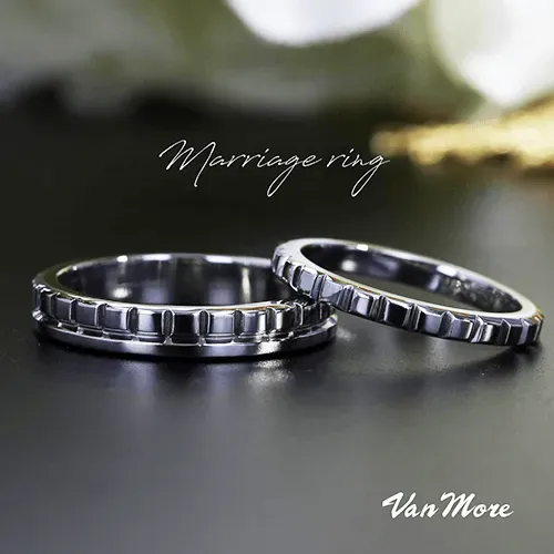 ブロックデザイン繋がる結婚指輪輪