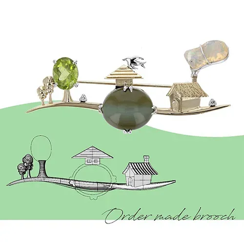 風景のジュエリーブローチ