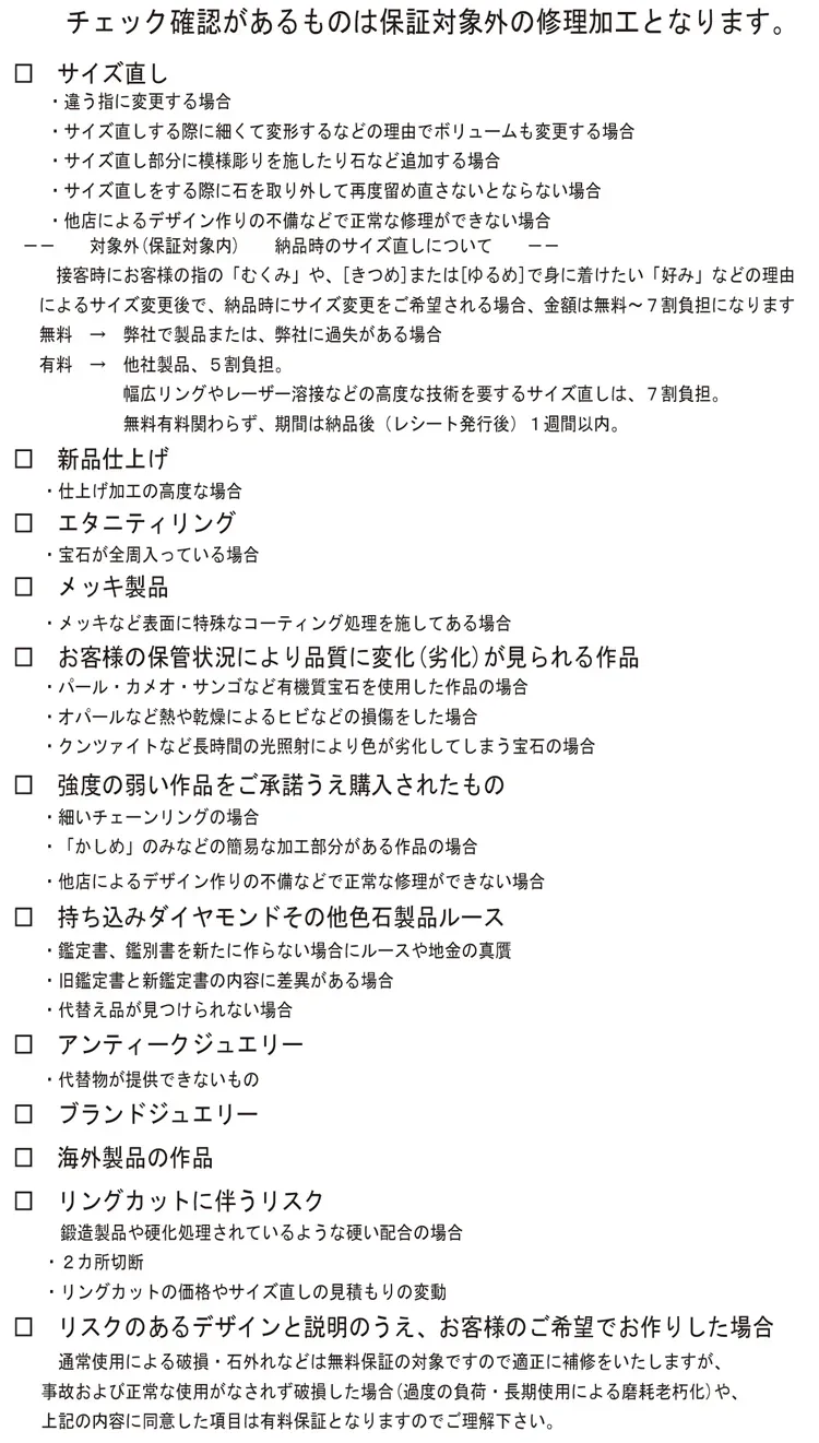 補償対象内容のご確認