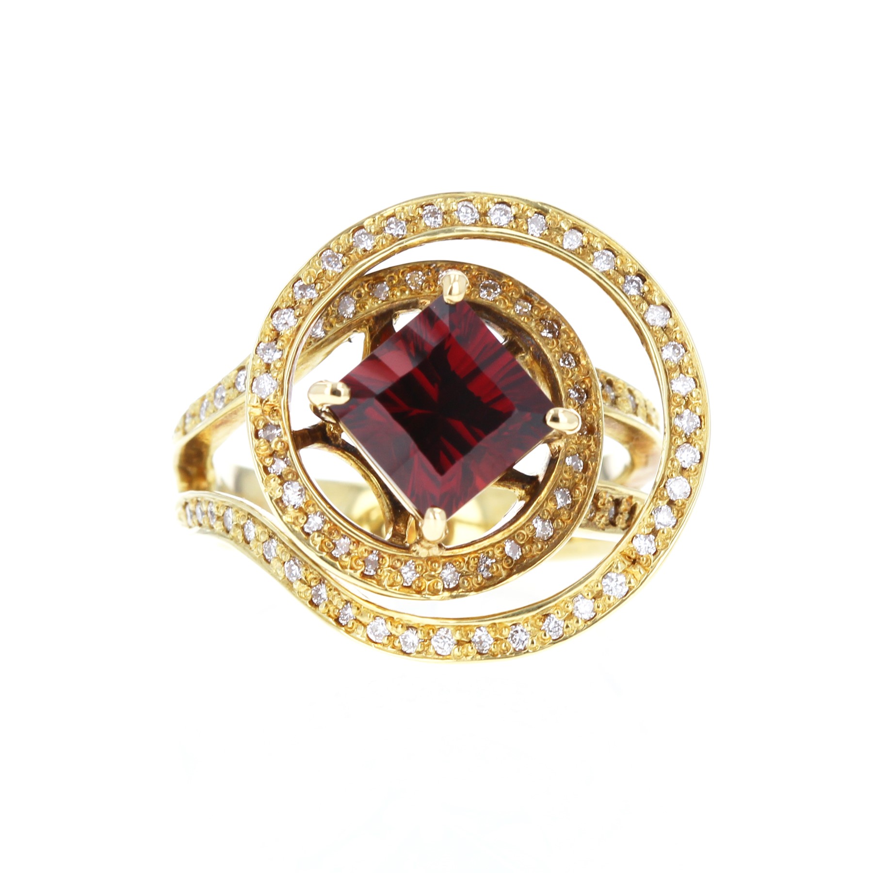 K18 ガーネット・ダイヤモンドリング | VanMore Jewelry