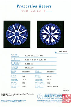 0.311ctダイヤモンド ルース G/SI1/3EX H&C